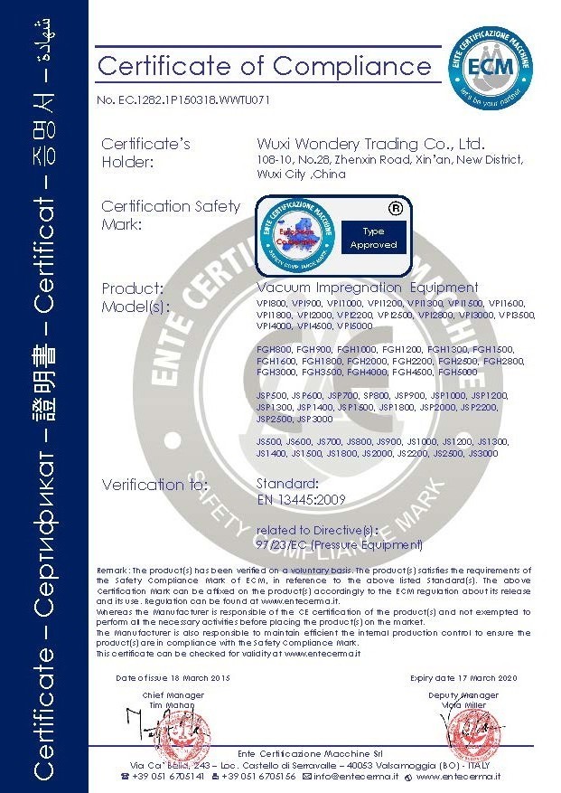 চীন Wondery Trading Co., Ltd সার্টিফিকেশন