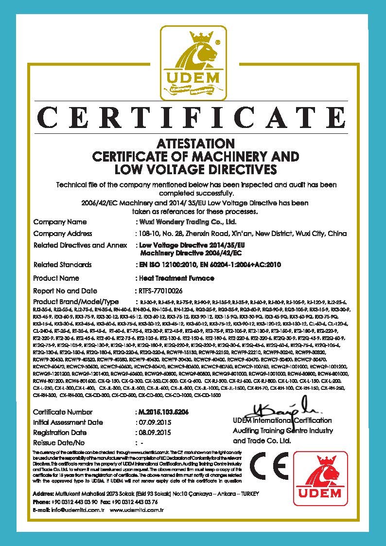 চীন Wuxi Wondery Industry Equipment Co., Ltd সার্টিফিকেশন
